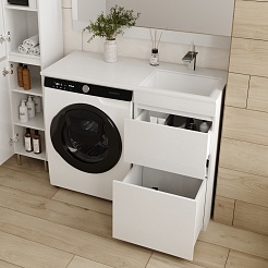 Style Line Мебель для ванной Даллас 110 Люкс R, белая PLUS	 – фотография-8